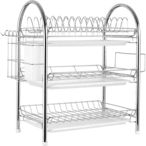 Dish Rack Drain Household Dishwashing Dishes Storage Rack Kitchen Rack Stainless Steel Color Control Water Dish Rack