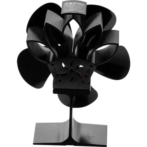 Heat Powered Stove Fan New Fireplace 5 Blades Log Wood Burner Eco-fan Quiet Home Black Fireplace Fan Efficient Heat Distribution