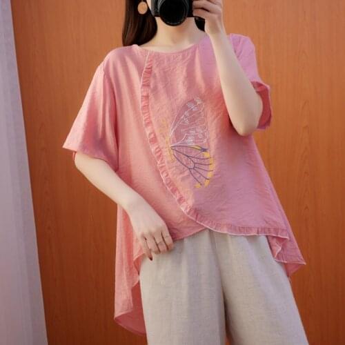 Cotton Linen Vintage Women T-Shirt Animal EA Plus Size Casual Loose Summer Tee T Shirt Ladies 2021 Tops Streetwear Clothes Tee