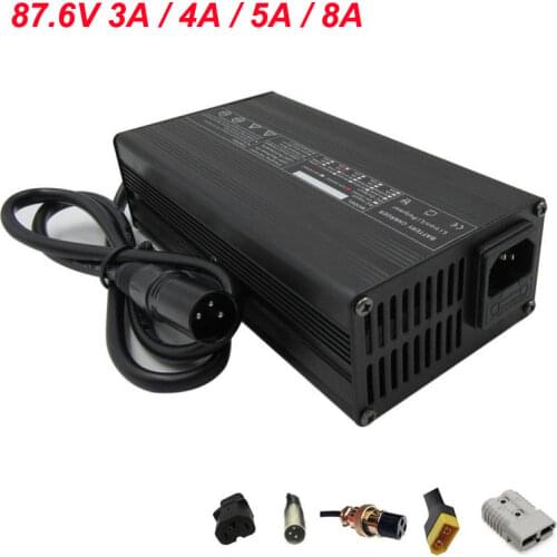 72V 2A LiFePO4 Charger Ouput 87.6V 3A 4A 5A charger with Fan Used for 72V 24S 20AH 30AH 50AH LiFePO4 LFP Battery charger