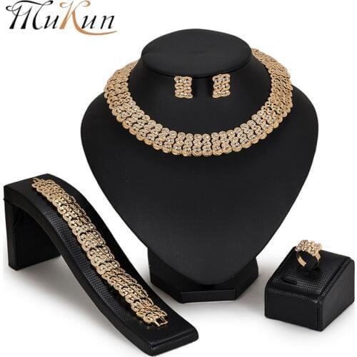 MUKUN Women jewelry set African Dubai Gold Jewelry Sets For Women Nigeria Wedding Jewellery Set Bridal Costume Jewelery design