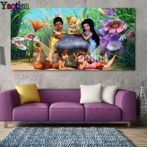 Diamond Embroidery Cartoon Elf Girl Mushroom Mosaic Art Kits Large 5D Diamond Painting Cross Stitch Handmade Hobby Home Decors
