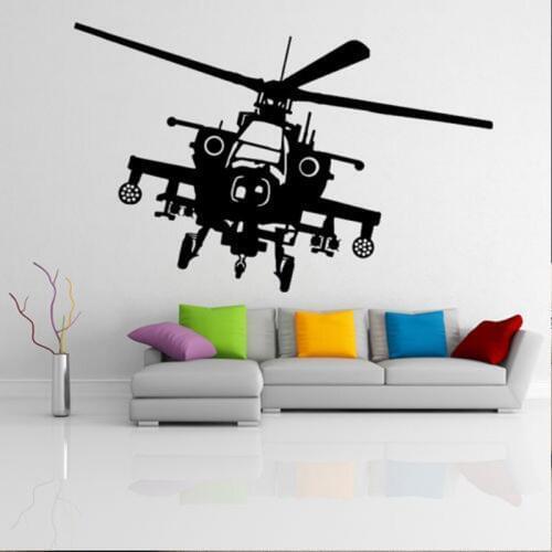 Army Cool Helicopter Design Wall Stickers for Boys Bedroom Vinyl War Machine Wall Decals Living Room Art Murals Decoration L19