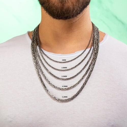 King Knight Chain Necklace Mens Square Baron Tycoon Rex Look Strong Model Luxury Jewelry Reel Certified 925 Sterling Silver