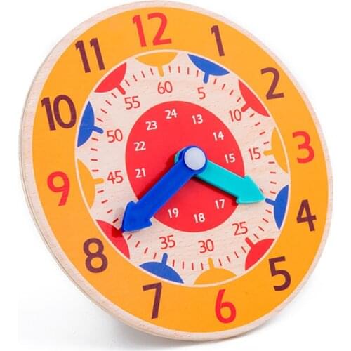 Kids Montessori Wooden Clock Toys Time Learning Teaching Aids Educational Toys For Children Primary School Clever Board Toy