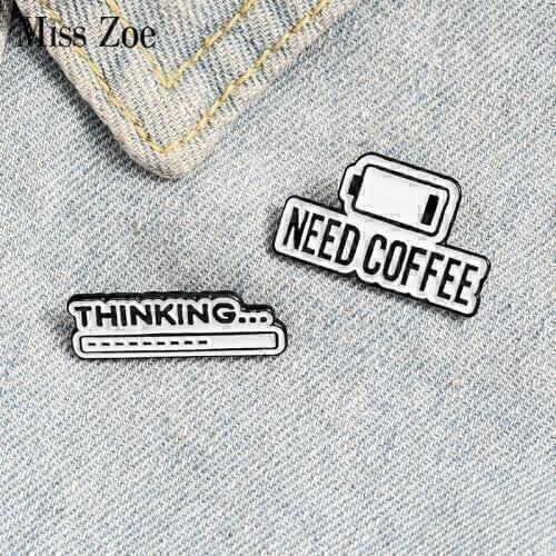 Coffee Mind Enamel Pin Thinking Progress Bar Badge Coffee Life Brooch Custom Lapel pin Shirt Bag Simple Jewelry Gift for friend