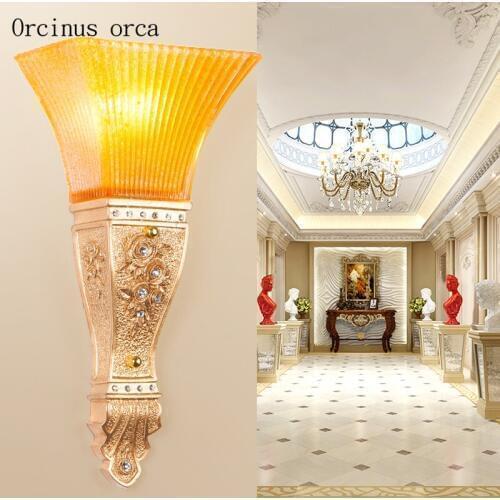 European creative torch wall lamp living room background wall bedroom bedside lamp aisle modern warm resin wall lamp