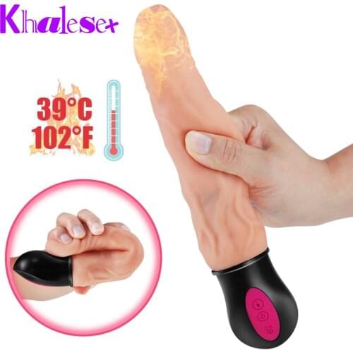 Khalesex Realistic Dildo Vibrator 10 speed G Spot clitoris vaginal massage heating Soft flexible Vibrator Sex Toys for Woman