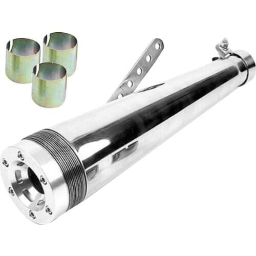 Motorcycle Muffler Exhaust Pipe 430mm 45mm Dia. Stainless Steel Heavy Duty Silver