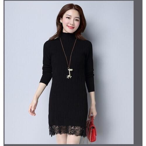 And Women Pullovers Sweaters 2020 Womens Turtleneck Autumn Winter Sweater Knitted Green Slim Knit Tops With Lace WXF650