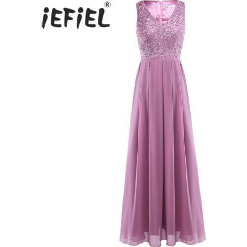 IEFiEL Women Ladies Embroidered Sleeveless Summer Tutu Long Party Dress Evening Formal Communion Prom Gown Dress for Vestidos