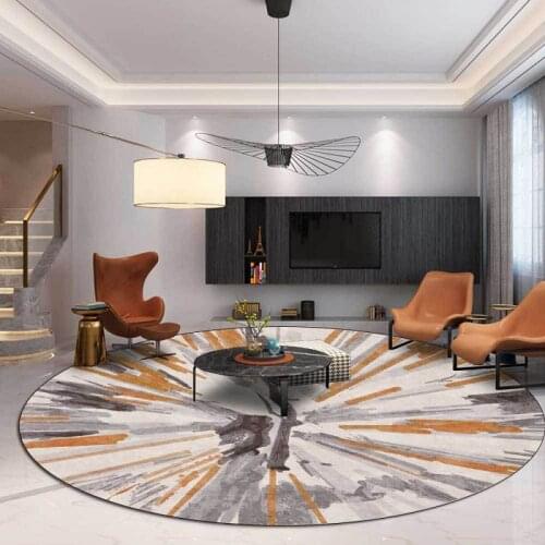 Bubble Kiss Round Carpets For Living Room Orange Gray Geometric Customized Rug Home Decoration Comfortable And Non-Slip Area Mat