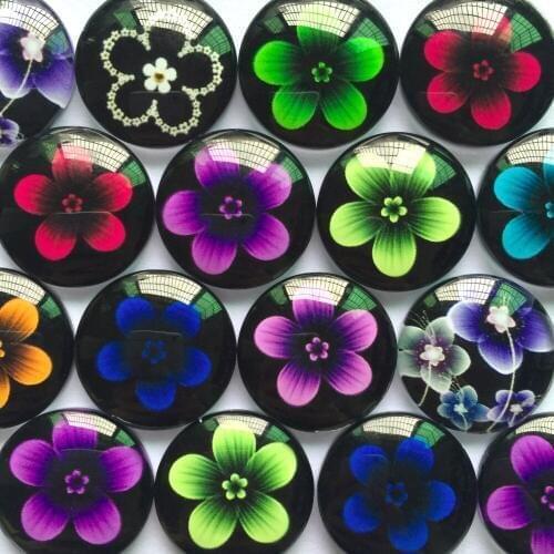 ZEROUP 12mm 20mm Round Glass Cabochon Classical Flower Pictures Mixed Pattern Fit Cameo Base Setting for Jewelry Flatback TP-079