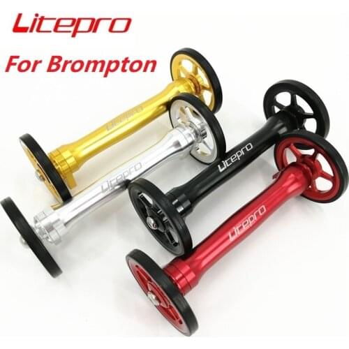 Litepro For Brompton Folding Bike Easy Wheel Extension Rod Rear Cargo Rack Easywheel Telescopic Rod