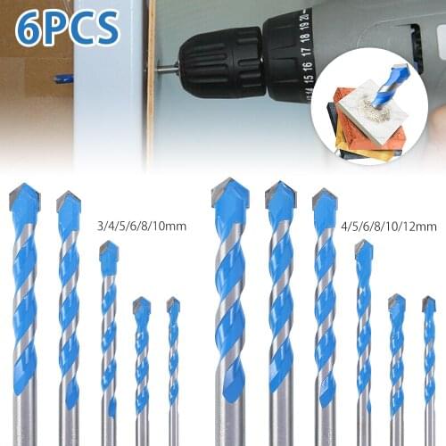 Multi-functional Glass Drill Bit 3 4 5 6 8 10 12mm Threaded Triangle Bits for Ceramic Tile Concrete Brick Metal Wood Marble