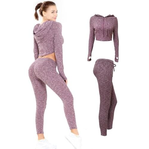 2021 New Two Piece Set Women Sexy Midriff-baring With Knitting Fitness Suit Tracksuits Seamless Leggings Workout Pants Sets