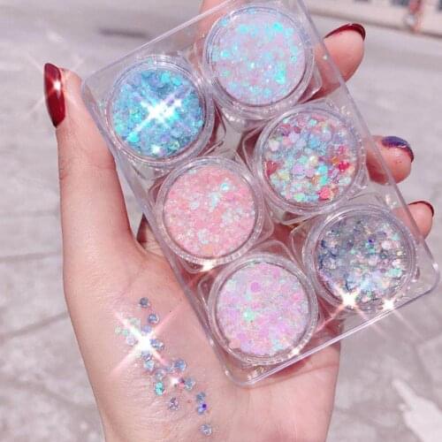 New 6 Boxes With Eyeshadow Stick Sequin Gel Cream Sequin Highlight Powder Makeup Diamond Mole Glue-free Stick Eye Glitter T K1H1