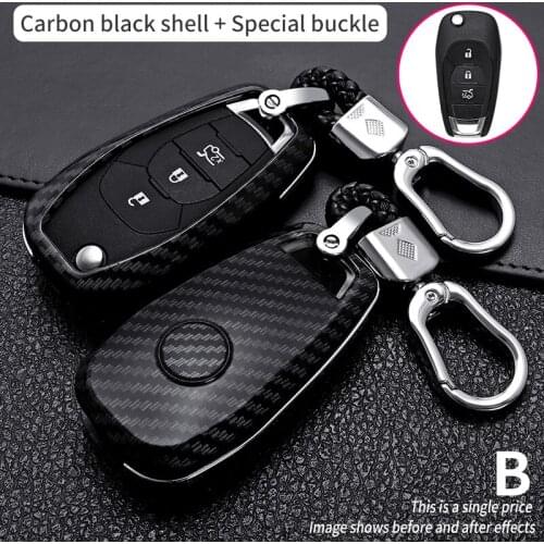 New Folding Car Key Covers Case Fob Shell For chevrolet Spark Sonic Camaro Volt Bolt Trax Malibu Cruze Car-styling Carbon fiber