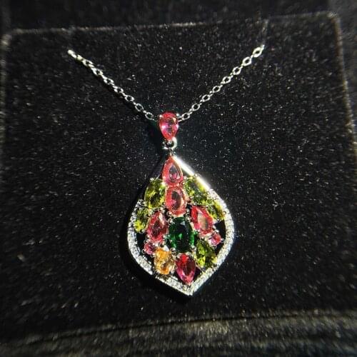 New Delicate Pear Shaped Pendant Necklace Inlay Shiny Colorful Zircon Geometry Fashion Jewelry For Women Wedding Engagement