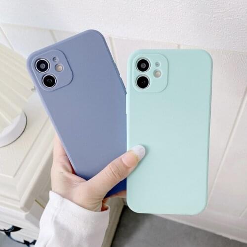 Ottwn Solid Color Sllicone Phone Cover For iPhone 12 Pro Mini 11 Pro X XR XS Max 7 8 Plus SE 2020 Camera Protection Back Cover