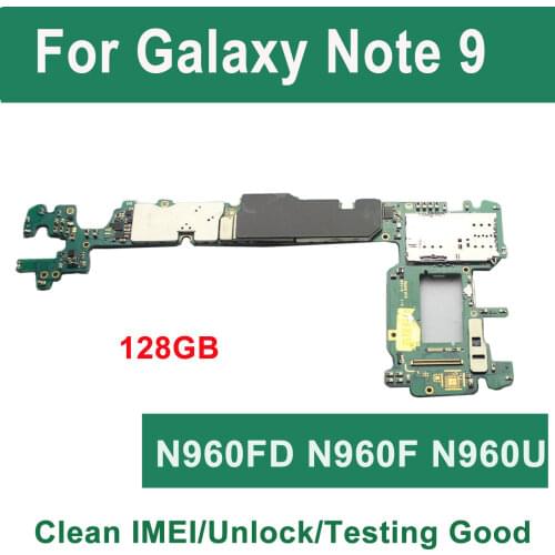 Original unlocked For Samsung Galaxy Note 9 N960F N960FD N960U 128GB Motherboard Note 9 Mainboard Testing Good Logic board