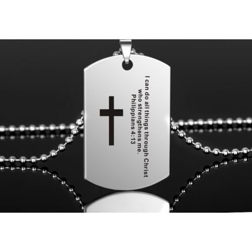 2021 New Arrival Cross Scripture Necklace Christian Bible Verse Prayer Necklace Black Gold Silver Color Stainelss Steel Jewelry
