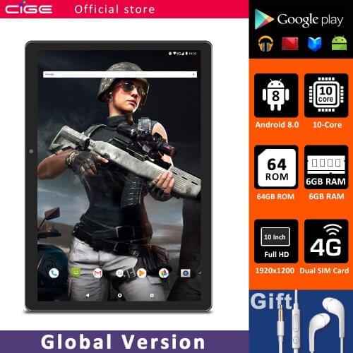 2021 New Global Version 10 Inch 4G Tablet PC 6GB RAM 64GB ROM Android 8.0 WiFi 1920x1200 IPS 2.5D Glass 4G Call Phone Tablet Pc