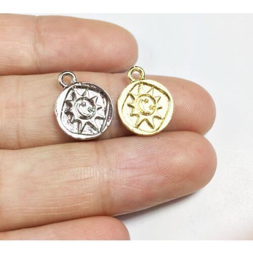 Eruifa 20pcs 12mm Pretty Sun Zinc alloy DIY Charms Pendant Jewelry handmade DIY 2 Colors