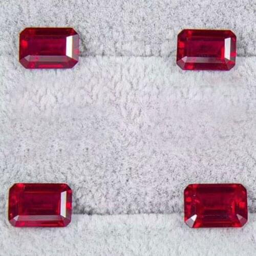 Sale Lab Created Grown Ruby Stone Baguette Octagon Step Cut Hydrothermal Red Gems For Jewelry Making Diy