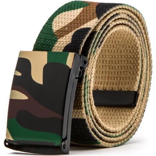 Fashion Canvas Belt New Camouflage Print Jeans Waist Military Army Belts Metal Smooth Buckle Waistband For Women Men Student Z40