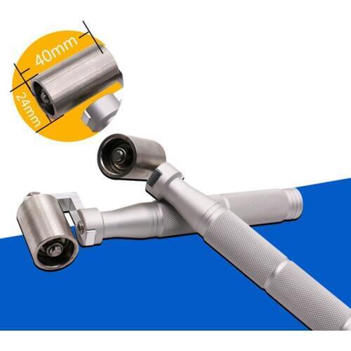 40x24mm Stainless Steel Wallpaper Seam Roller, Surface with Thread DIY Hand Roller Seam Flat Press Roller Wheel with Bearing