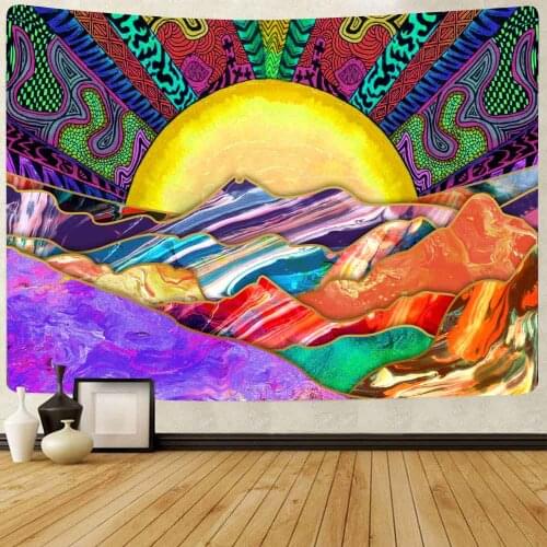 Simsant Trippy Mountain Tapestry Psychedelic Moon and Forest Trees Wall Hanging Tapestries for Living Room Bedroom Home Decor