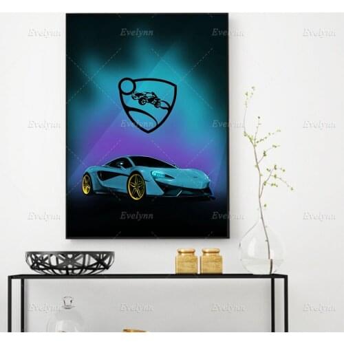 Modern Nordic Abstract Blue Car Hd Print Wall Art Poster Modular Picture for Living Room Home Office Decor Canvas Painting Frame