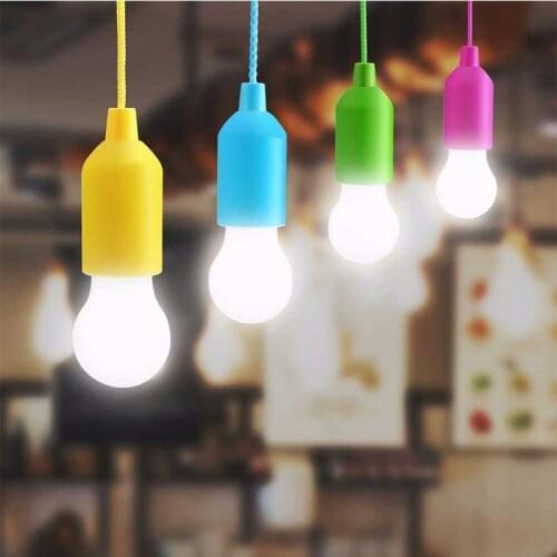 LED Pull Cord Light Bulb Portable Light On A Rope Hanging Pull Cord Lamp for Outdoor Camping Parties BBQ Decoration