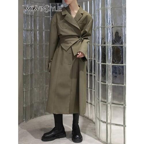 Женские плащи-пальто TWOTWINSTYLE China At AliExpress