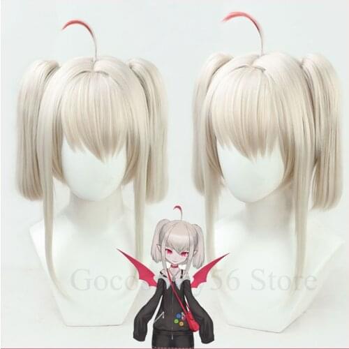 VTuber Makaino Ririmu Wig Hololive Straight Ponytails Youtuber Girls Gamers Ririmu Kissme Lovelyheart-Lolitania Cosplay Hair