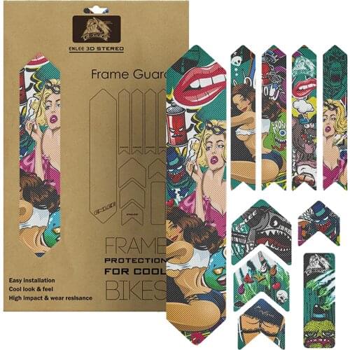 PVC Bicycle Frame Protector, 3D Mountian Road Bicycle Chain Stays Protection Film Sticker, Frame Guard Pre-Cut Paint Protection