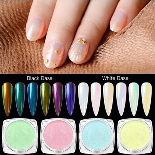 Mirror Powder 6 Color Ice Transparent Nail Chrome Uv Gel Pigment Magic Dust Powder Laser Nail Art Decorations Chameleon
