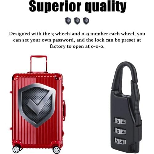 1pcs New Security 3 Combination Travel zinc alloy Suitcase Luggage Bag Jewelry Boxes Tool Chests Code Lock Zipper Padlock