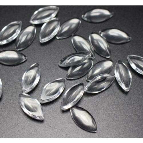 100 Transparent Clear Horse Eye Dome Flatback Glass Cabochon 7X15mm