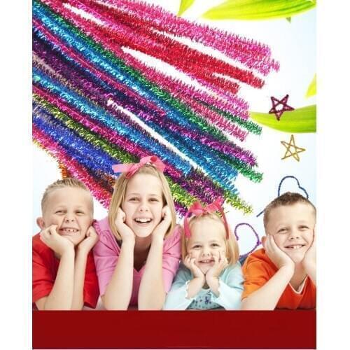 100pcs 30cm Glitter Chenille Stems Pipe Cleaners Arts DIY Craft Supplies Toys Crafting Christmas Birthday Decorations Home Part