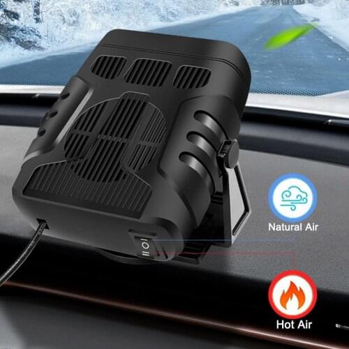 12V/24V 2 In 1 Portable Electric Car Heater 360 Degree Rotation Cooling Fan Warmer Wind Defrosting ABS Snow Demister Defroster