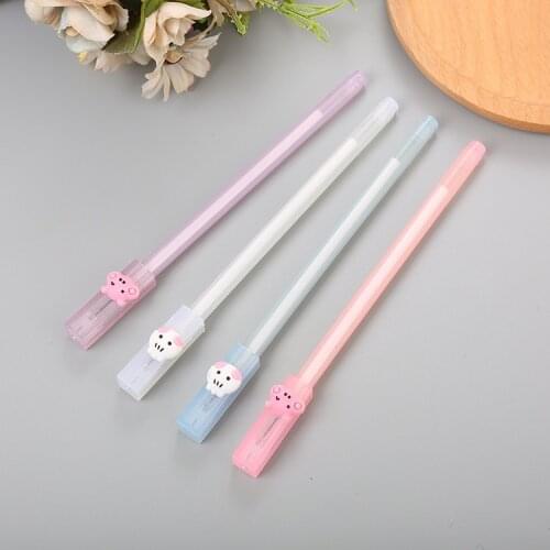 20 Pcs Korean Style Student Gel Pens Creative Cute Water-Based Paint Pen Cartoon Transparent Candy Color Pig Gel Pen Wholesale
