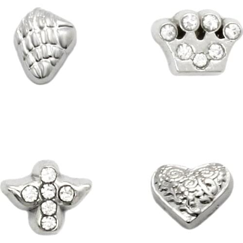 20Pcs/Lot Crown Heart Alloy Floating Charms Hand-made DIY for Glass Lockets