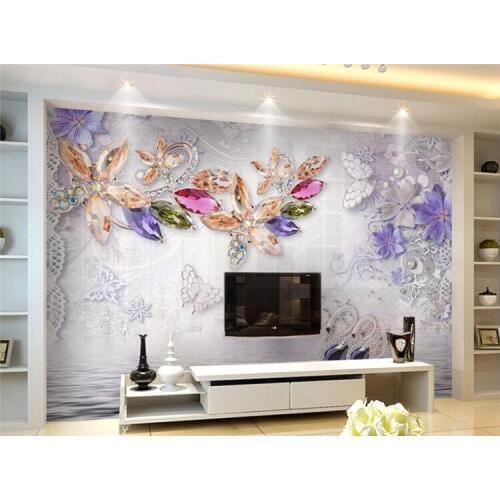 3d photo wallpaper for walls 3 d Romantic flower jewelry wall background mural 3d wallpaper home decor papel tapiz