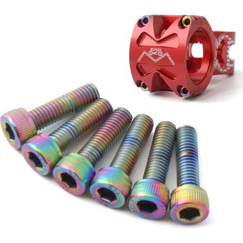 6PCS M5x18mm Titanium Stem Screws Bolt with Washer Bicycle Bike MTB Steering Stem Handlebar Ultralight Stem Screws