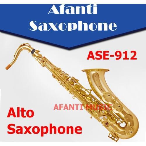 Afanti Music Bb tone / Brass body / Gold finish Alto Saxophone (ASE-912)