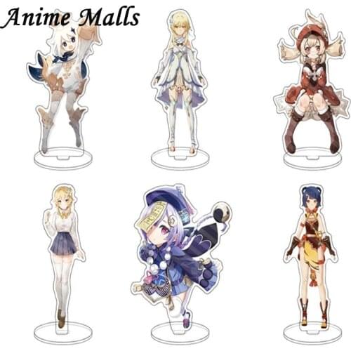 Anime Figure Genshin Impact Diluc Venti Klee Keqing Qiqi Acrylic Stand Model Plate Desk Decor Standing Sign Keychain Fans Gifts