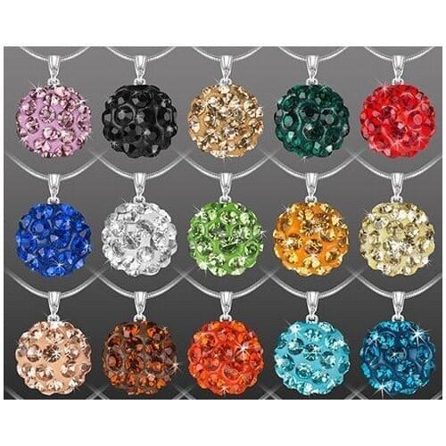 Fdg4ng Fashion Mixed Color Lot Crystal Ball Bead Pedant Crystal Necklace High Quality JEWELLRY crystal