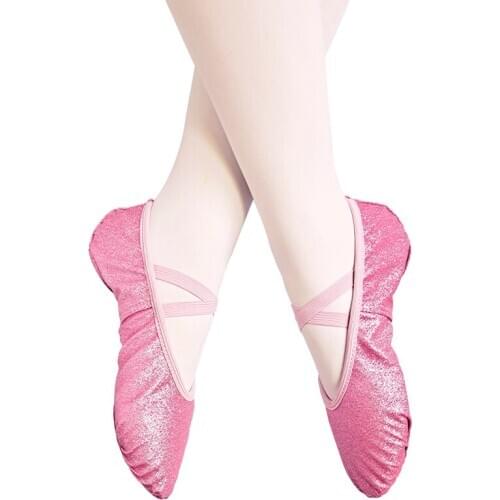 Glitter Blue Pink Ballet Shoes Professional Child Girls Kids Cotton Canvas Soft Ballet Dance Practice Shoes